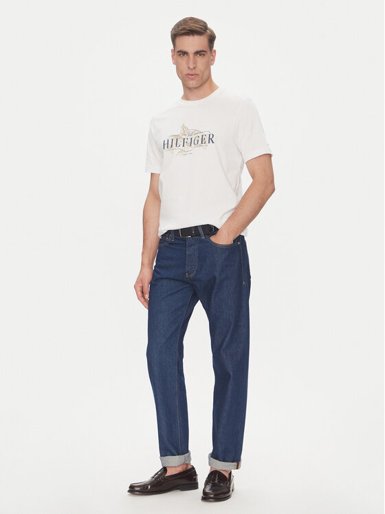 Tommy Hilfiger Tommy Hilfiger Marškinėliai Tropical Floral MW0MW39353 Balta Regular Fit