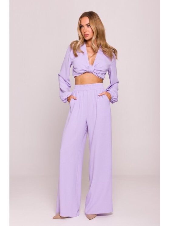 Made of Emotion Made of Emotion Spodnie materiałowe M862 Fioletowy Wide Leg