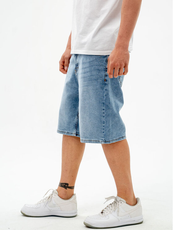 Jigga Wear Jigga Wear Szorty jeansowe Krótkie Spodenki Jeansowe Męskie Jasne Niebieski Jigga Wear Small Outline Crown L Niebieski Regular Fit