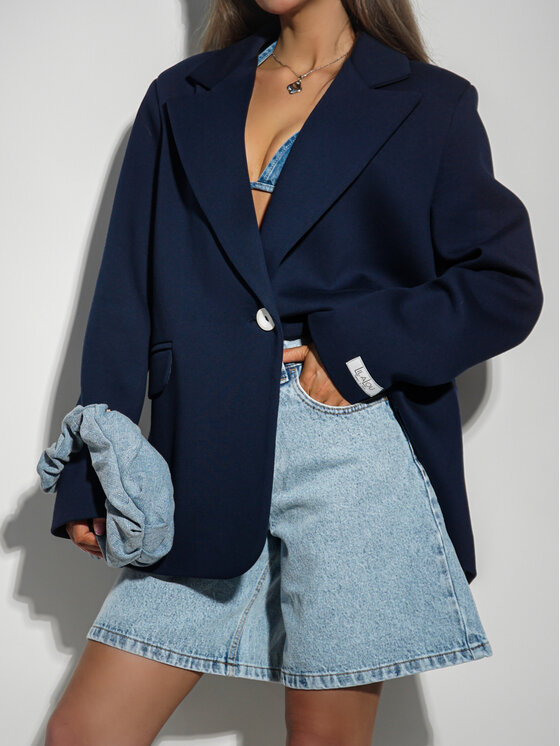 LilaLou LilaLou Marynarka Buki Granatowy Oversize