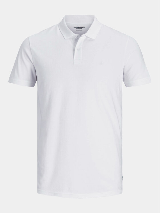Jack&Jones Jack&Jones Тениска с яка и копчета Basic 12136516 Бял Slim Fit