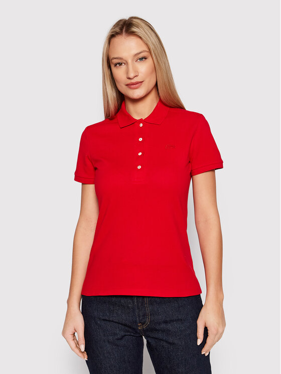 Lacoste Polo Majica PF5462 Rdeča Slim Fit