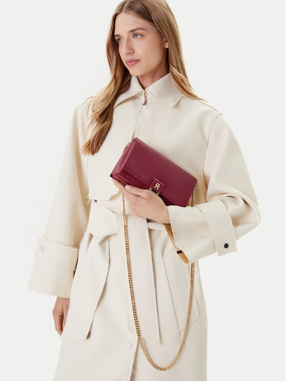Tommy Hilfiger Tommy Hilfiger Дамска чанта Th Her Flap W/Chain AW0AW17403 Червен