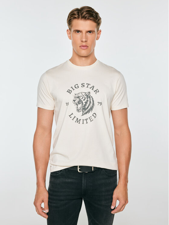 BIG STAR BIG STAR T-Shirt RENNER Kremowy Basic Fit