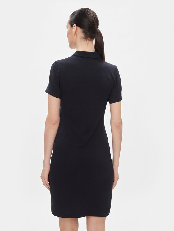 Tommy Hilfiger Tommy Hilfiger Sukienka codzienna 1985 Slim Pique Polo Dress Ss WW0WW42048 Granatowy Slim Fit