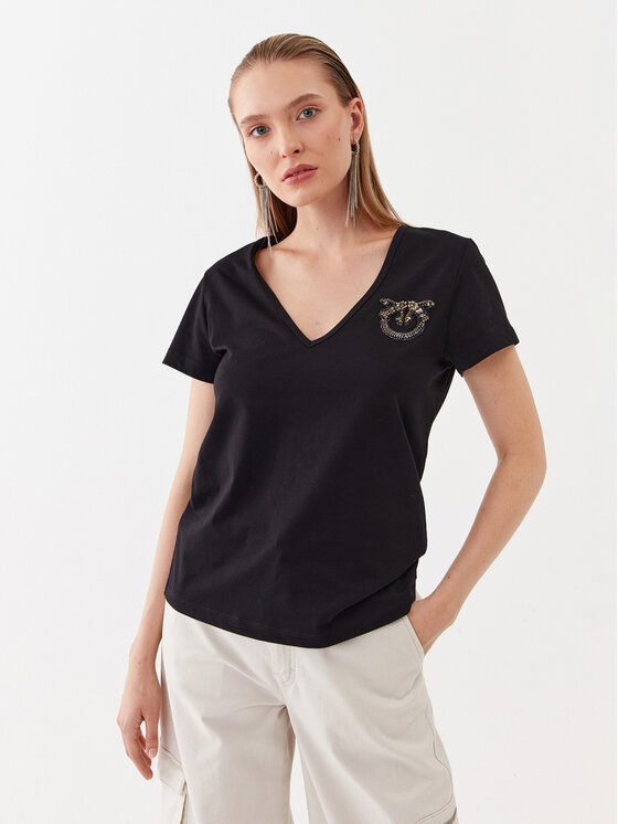 Pinko T-shirt Turbato 100372 A0MA Crna Regular Fit