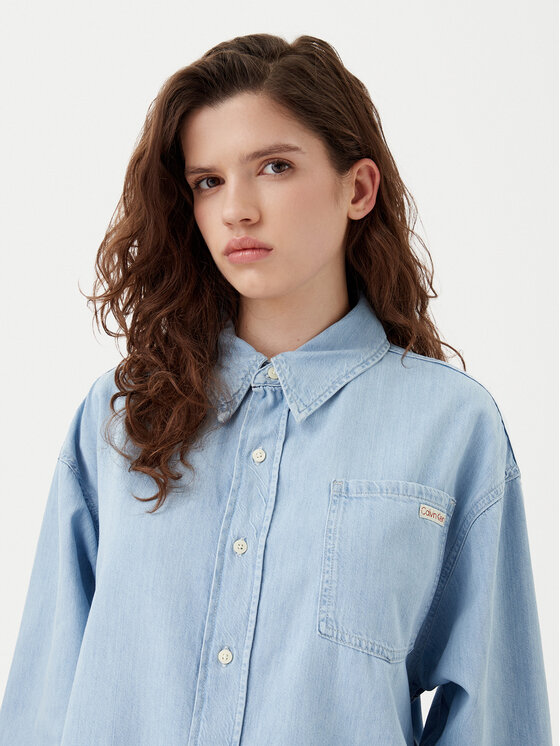 Calvin Klein Jeans Calvin Klein Jeans cămașă de blugi J20J225010 Albastru celest Oversize