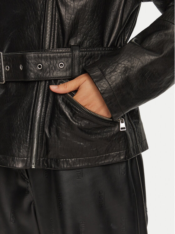 HUGO Hugo Lederjacke Leraba 50522746 Schwarz Relaxed Fit