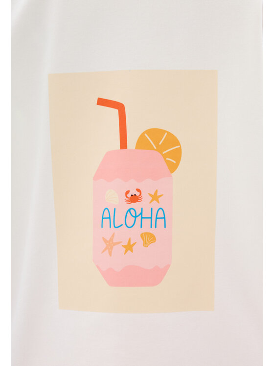 Mirons Mirons T-Shirt Print Biały Oversize