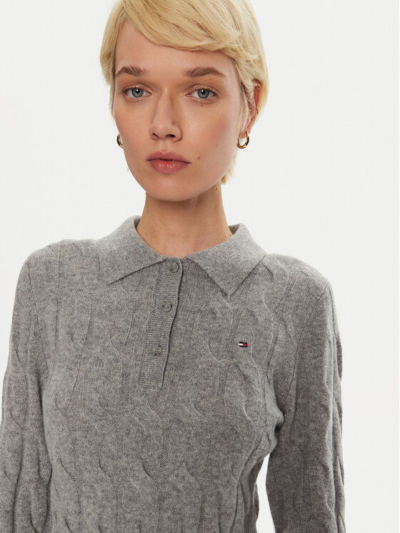 Tommy Hilfiger Tommy Hilfiger Sukienka dzianinowa WW0WW43085 Szary Regular Fit