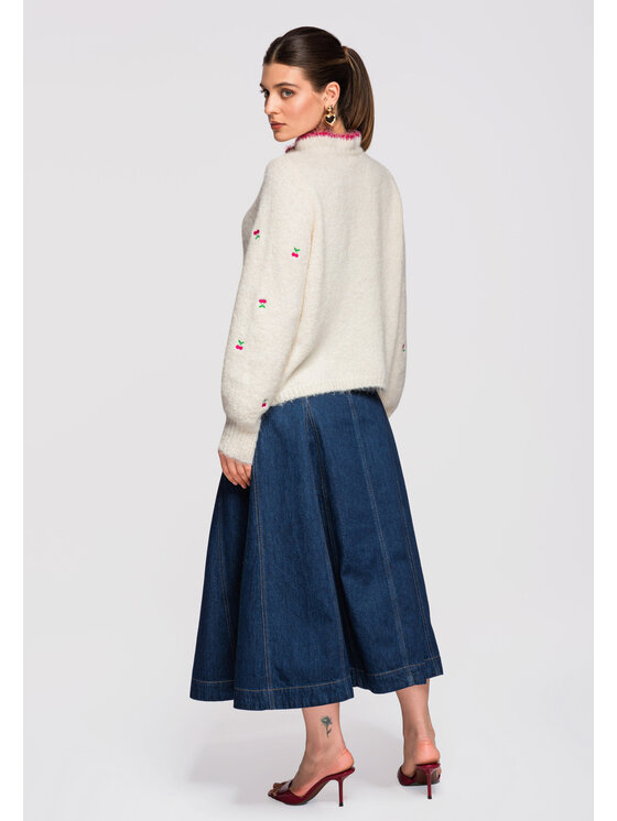 Ombre Ombre Kardigan OW-SWCD-0109 Kremowy Loose Fit