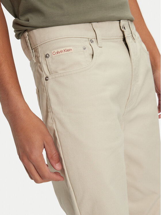 Calvin Klein Jeans Calvin Klein Jeans Medžiaginės kelnės J30J326263 Smėlio Straight Fit