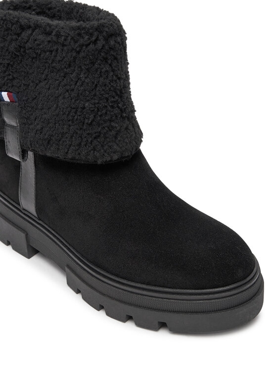 Tommy Hilfiger Tommy Hilfiger Botine Faux Fur Suede Roll-Down Boot FW0FW08158 Negru