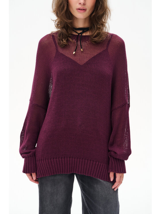 blue shadow blue shadow Sweter Fidżi Fioletowy Regular Fit