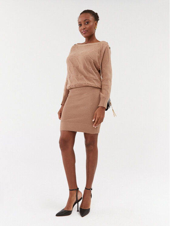 Guess Guess Трикотажна сукня Elodie W3BK96 Z2WX0 Бежевий Regular Fit