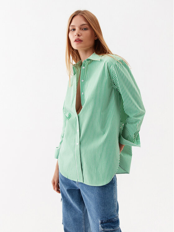 Simple Simple Сорочка SI23-KOD004 Зелений Regular Fit