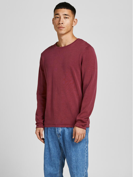 Férfi Sweater Jack&Jones, Méret: L, Bordó, Leo 12174001