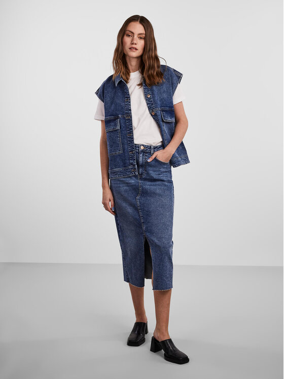 Pieces Pieces Jeans suknja 17144829 Plava Regular Fit