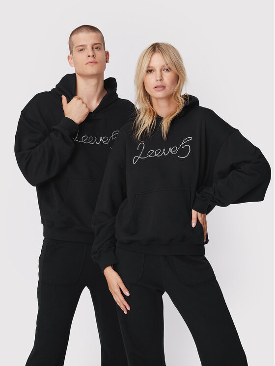 2005 2005 Pulóver Unisex 2005 X Leeves „2eeve5” Fekete Relaxed Fit