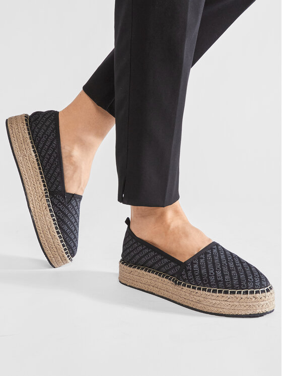 Calvin Klein Jeans Espadrilles Espadrille Wedge Aop Co YW0YW00115 Noir •  Modivo.fr