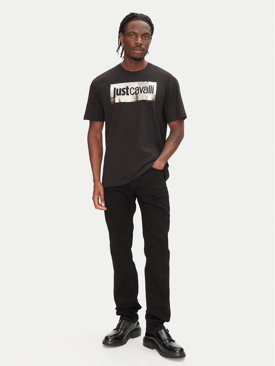 Just Cavalli Just Cavalli T-Shirt 78OAHT15 Černá Regular Fit