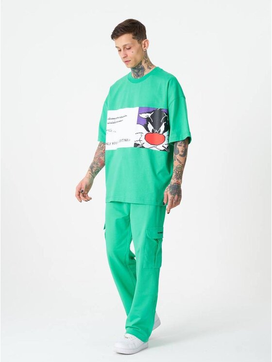 Machinist Machinist T-Shirt Koszulka Z Krótkim Rękawem Męska Oversize Zielona Machinist Sylvester XL Zielony Oversize