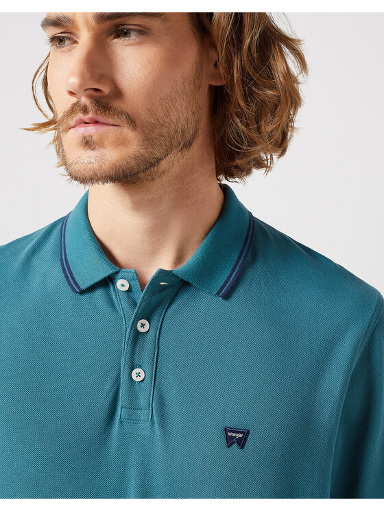 Wrangler Wrangler T-Shirt POLO SHIRT Niebieski Regular Fit