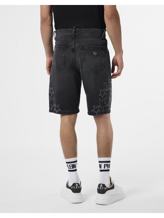 PHILIPP PLEIN PHILIPP PLEIN Szorty jeansowe 29786 Czarny Regular Fit
