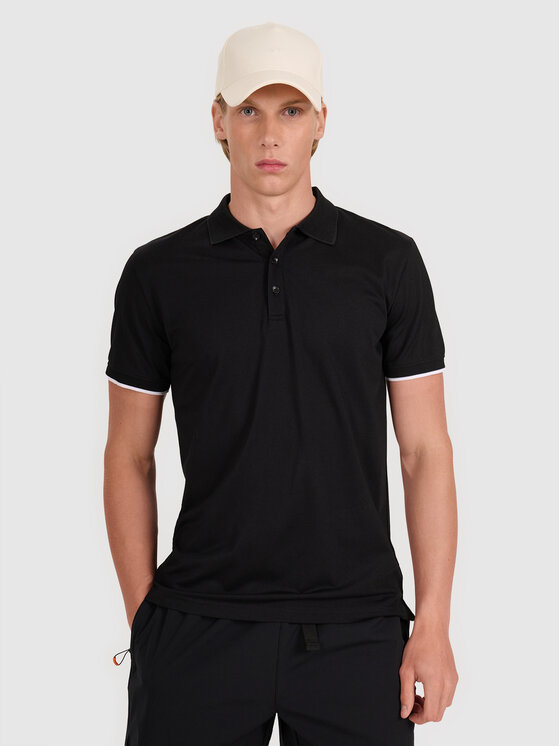 4F 4F Polo MIDSHOP TEXTILE Czarny Regular Fit