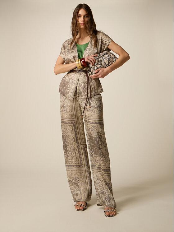 Oltre Oltre Pantaloni di tessuto P015J002472N0R2 Crema Baggy Fit