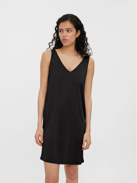 Vero Moda Kleid für den Alltag Filli 10265015 Schwarz Regular Fit