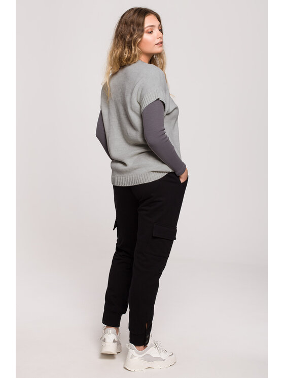 BeWear BeWear Sweter BK076 Szary Comfortable Fit