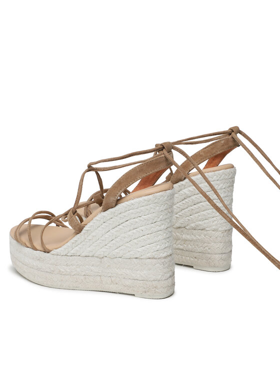 Manebi Manebi Espadrilles Soft Suede Lace-Up Wedge Espadrilles L 8.7 WA Barna