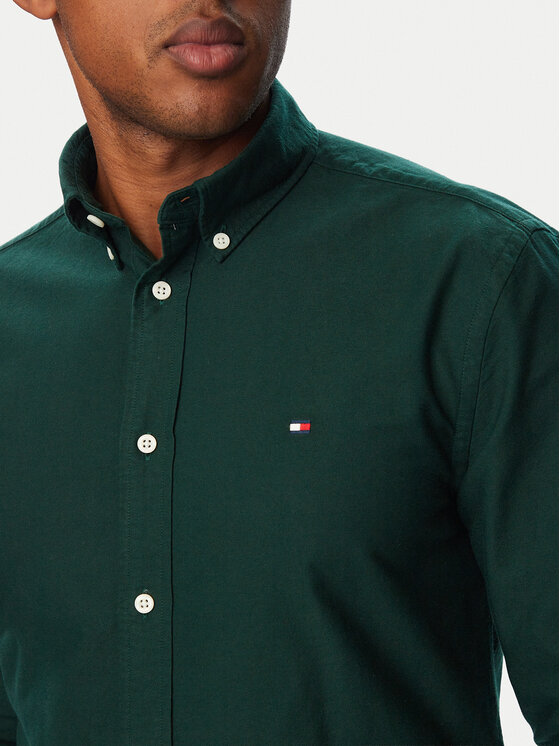 Tommy Hilfiger Tommy Hilfiger Πουκάμισο Solid Heritage MW0MW35774 Σκούρο πράσινο Regular Fit