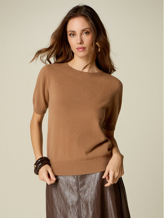 Oltre Oltre Sweter M279J005532N012 Kremowy Regular Fit