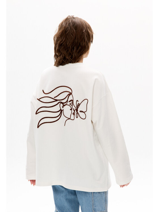 Mirons Mirons Longsleeve Print Biały Oversize