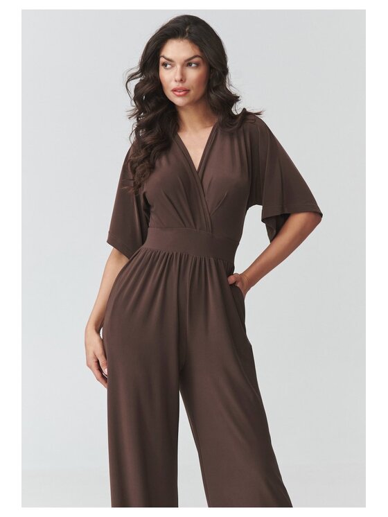 Makadamia Makadamia Kombinezon M939 Brązowy Loose Fit