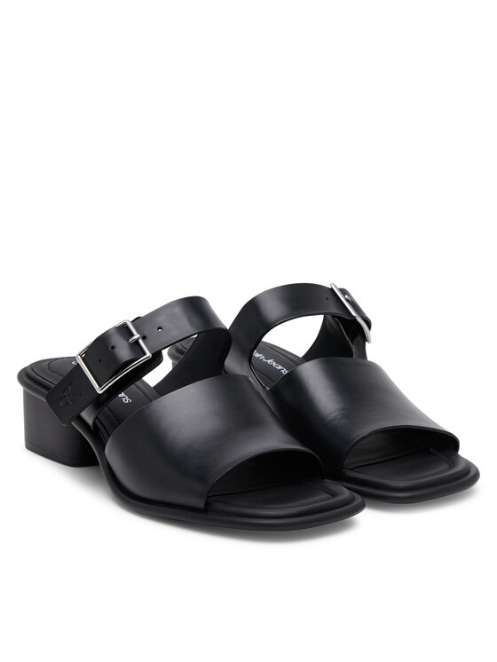 Calvin Klein Jeans Calvin Klein Jeans Šľapky Heel Square Mg Buckle Lth YW0YW01701 Čierna