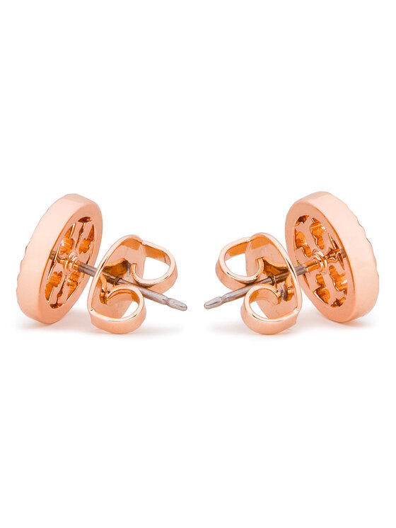 Tory Burch Tory Burch Обици Crystal Logo Circle-Stud Earring 53422 Розов