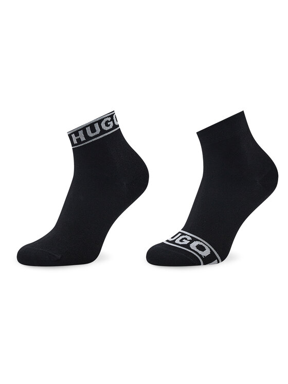 Set de 2 perechi de șosete lungi de damă Hugo Logo 50469291 Negru