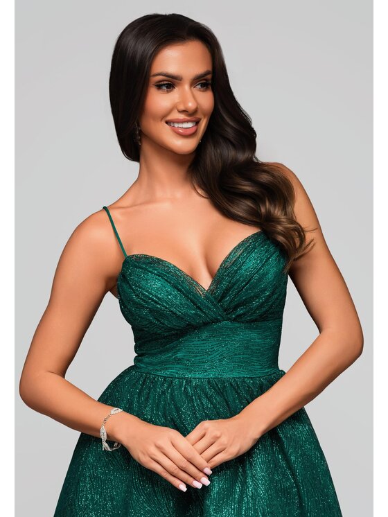 Ombre Ombre Sukienka wieczorowa LA-OM-DLR193 Zielony Regular Fit