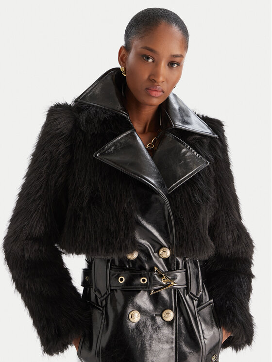 Babylon Babylon Jacke aus Kunstleder S00772 Schwarz Regular Fit