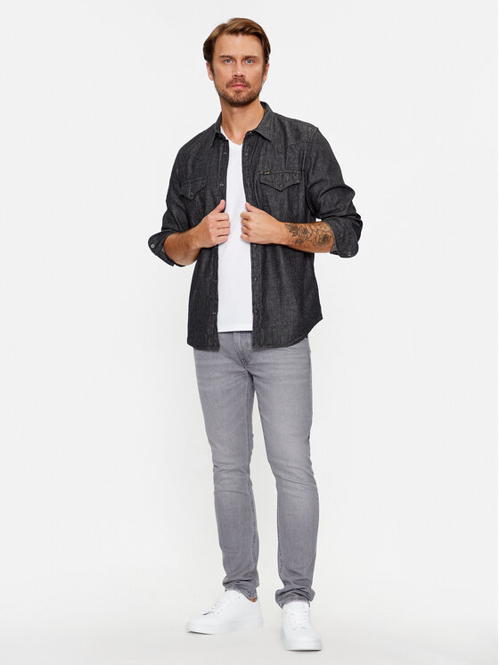 Lee Lee Джинсова сорочка 112330644 Сірий Regular Fit