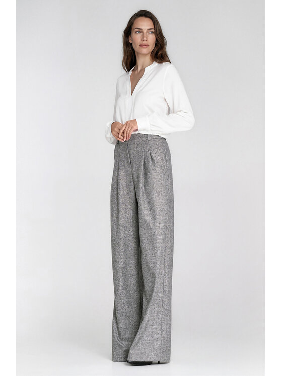 NIFE NIFE Spodnie materiałowe SD158 Szary Wide Leg