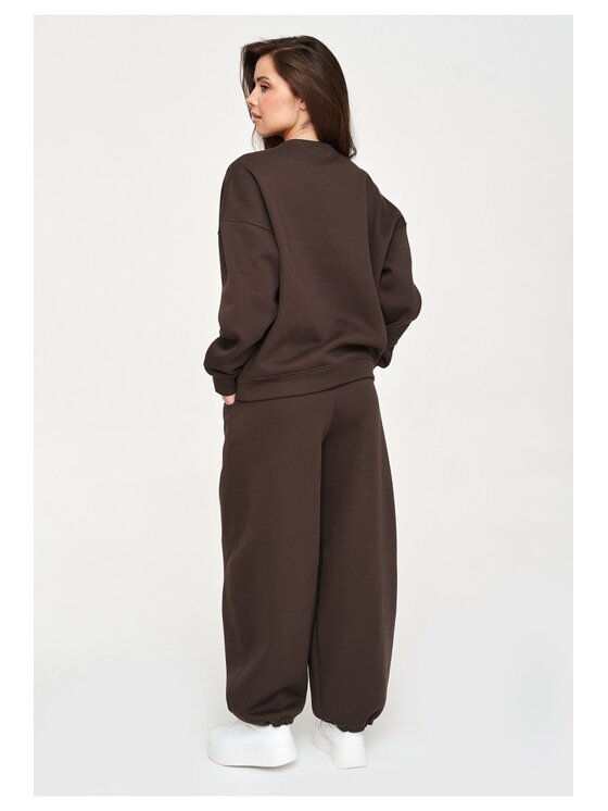 Makadamia Makadamia Dres M947 Brązowy Loose Fit