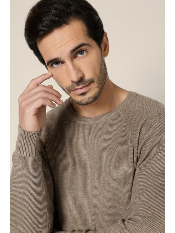 Lancerto Lancerto Sweter Baldir SW073225000064 Beżowy Regular Fit
