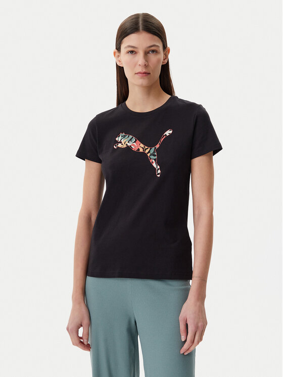 Puma Puma T-Shirt Floral Cat 685081 Czarny Regular Fit
