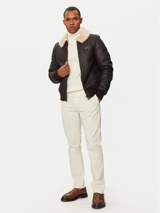 Aeronautica Militare Aeronautica Militare Giacca di pelle 242PN1611763 Marrone Regular Fit