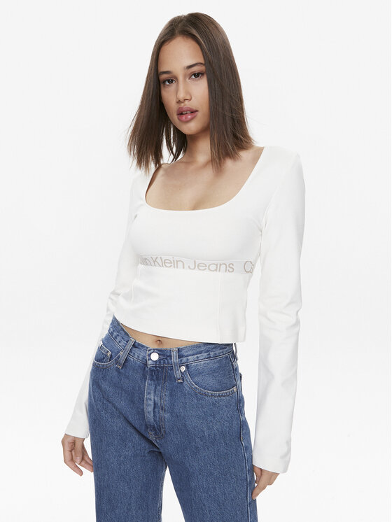 Calvin Klein Jeans Bluză J20J222013 Écru Regular Fit