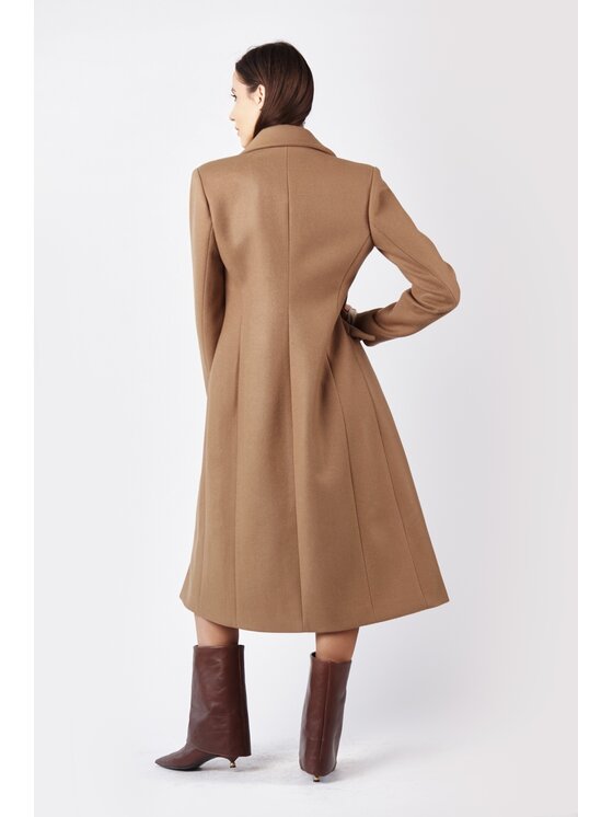 MANDRAGORA MANDRAGORA Cappotto di lana błyskotliwy karmelowy Beige Over Fit